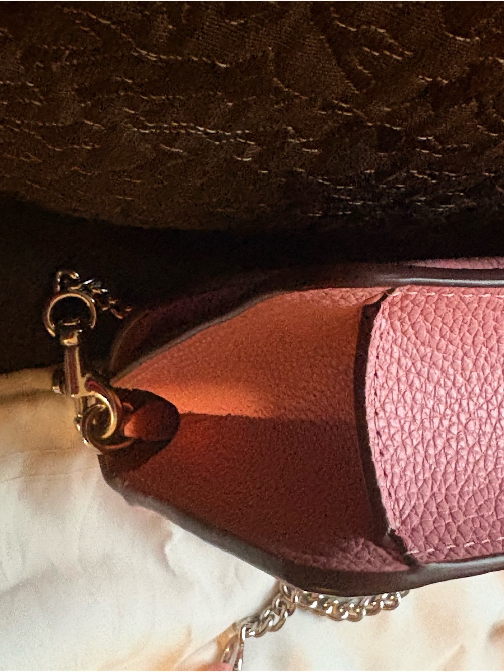 Coach Tabby Pink Leather Crossbody with Chain NWOT - Picture 6 of 11